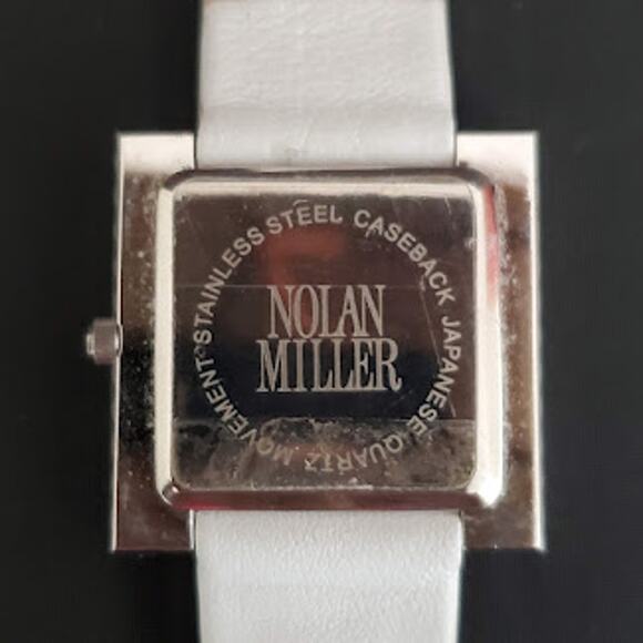 Nolan Miller Women's Watch Crystal Bezel and White‎ Leather Band Fresh Battery - Picture 5 of 9